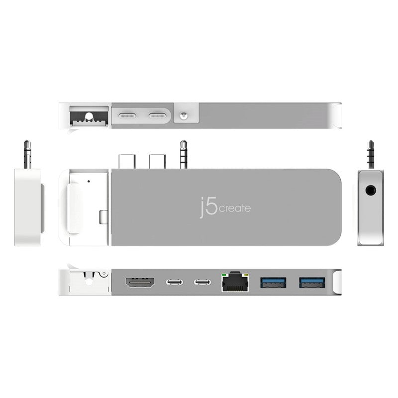 j5create JCD395 4K60 Elite Pro USB4 Hub مع مجموعة MagSafe، رمادي فلكي/أبيض