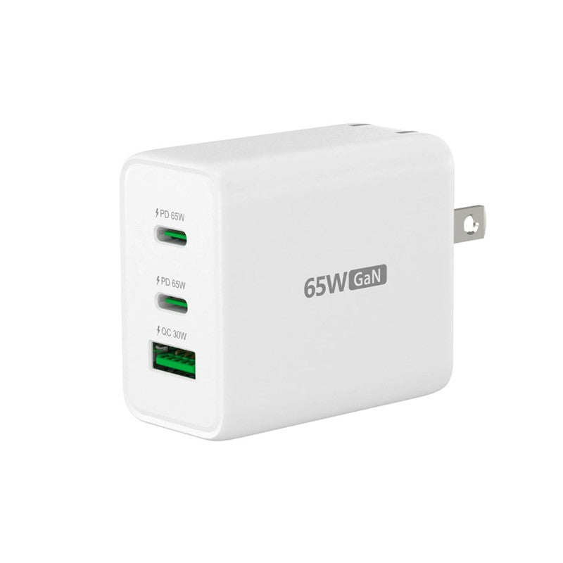 شاحن j5create JUP3365F 65W GaN USB-C بثلاثة منافذ - المملكة المتحدة، أبيض