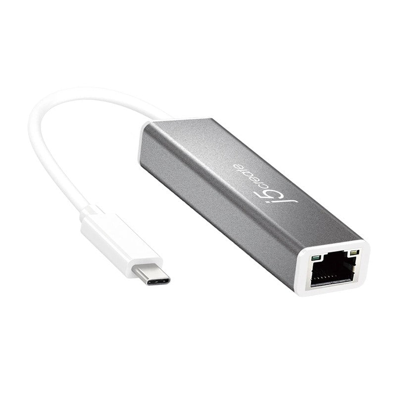 j5create JCE133G USB-C إلى محول جيجابت إيثرنت، رمادي وأبيض