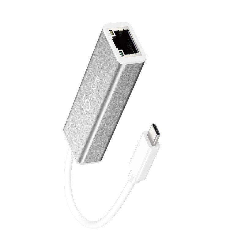 j5create JCE133G USB-C إلى محول جيجابت إيثرنت، رمادي وأبيض