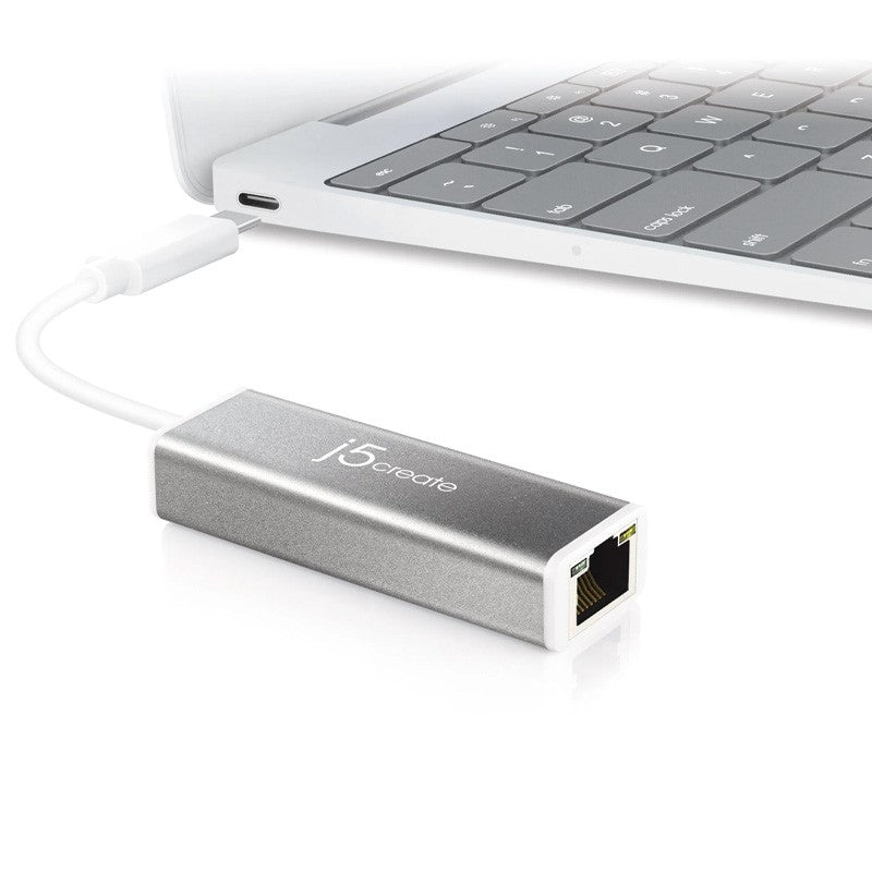 j5create JCE133G USB-C إلى محول جيجابت إيثرنت، رمادي وأبيض