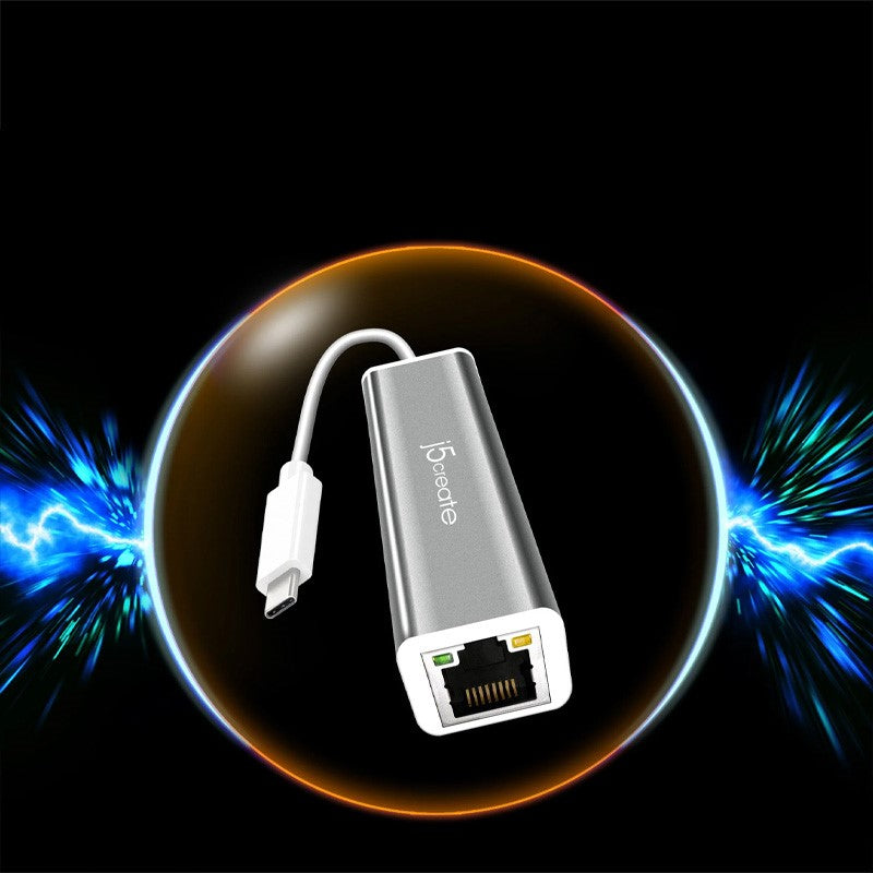 j5create JCE133G USB-C إلى محول جيجابت إيثرنت، رمادي وأبيض