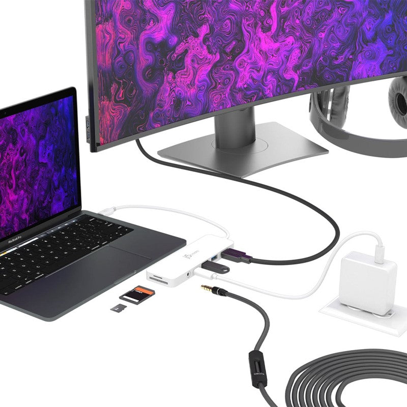 j5create USB-C محول متعدد خفيف الوزن، أبيض
