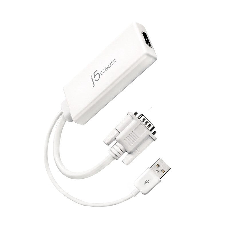 j5create JDA214 VGA إلى HDMI محول صوت فيديو، أبيض