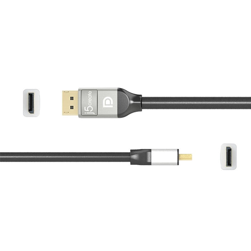 j5create JDC42 4K DisplayPort Cable, Black/Grey, 1.8 M