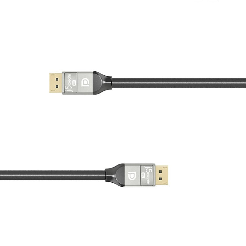 j5create JDC43 8K DisplayPort Cable, Black/Grey, 2 M