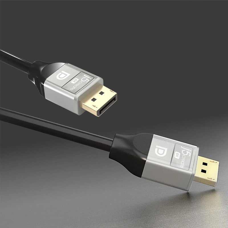 j5create JDC43 8K DisplayPort Cable, Black/Grey, 2 M