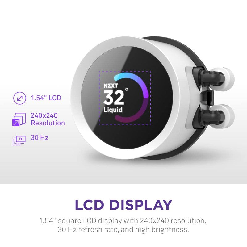 NZXT Kraken 360 RGB 360mm AIO Liquid CPU Cooler with LCD Display - White