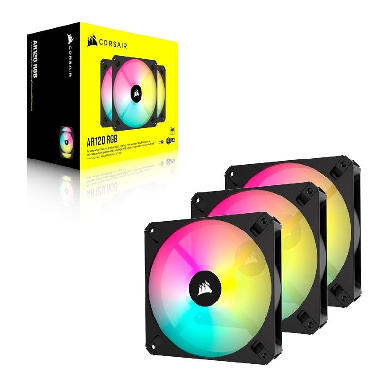 Corsair iCUE AR120 Digital RGB 120mm PWM Fan (Pack of 3) - Black