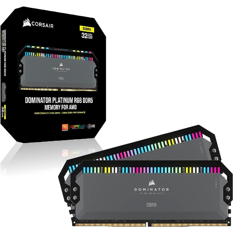 Corsair DOMINATOR PLATINUM RGB 32GB (2x16GB) DDR5 6000MT/s CL30 RAM Memory Kit - Grey