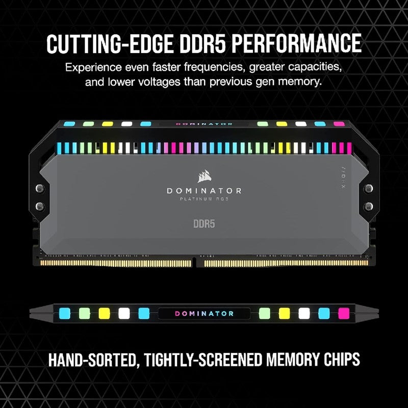 Corsair DOMINATOR PLATINUM RGB 32GB (2x16GB) DDR5 6000MT/s CL30 RAM Memory Kit - Grey