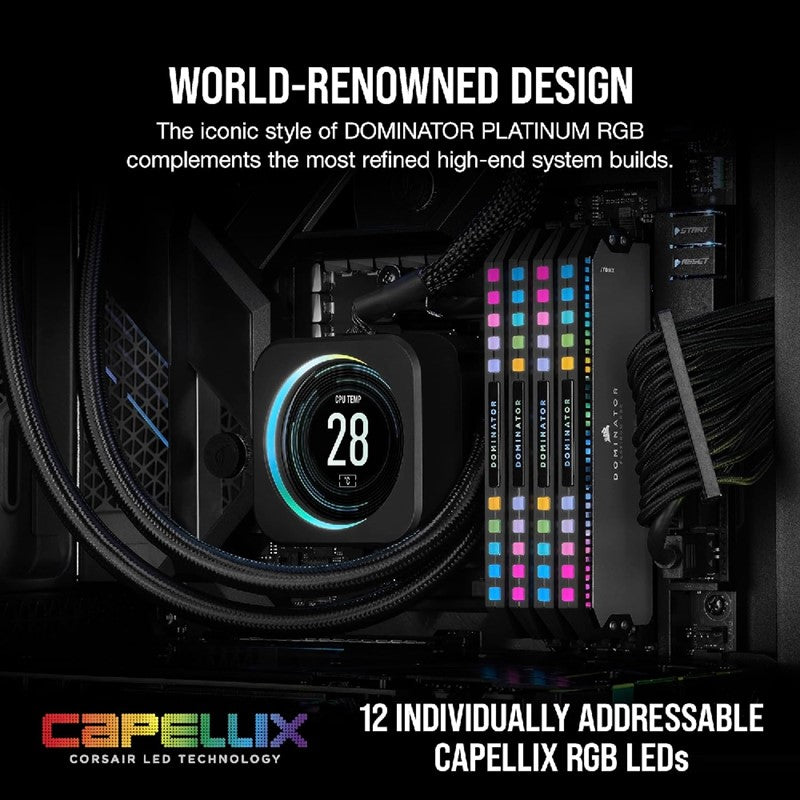 Corsair DOMINATOR PLATINUM RGB 32GB (2x16GB) DDR5 6000MT/s CL30 RAM Memory Kit - Grey