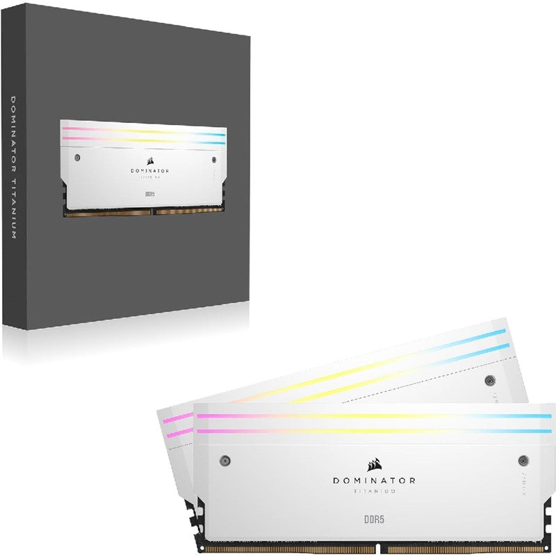 Corsair Dominator Titanium RGB 32GB (2x16GB) DDR5 DRAM 6000MT/s CL30 Intel XMP Memory Kit — White