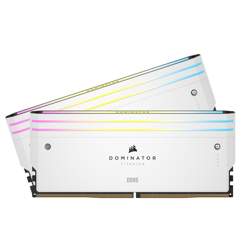 Corsair Dominator Titanium RGB RAM, White, 32GB (16GBx2), DDR5, 6400MHz, CL32 Memory Kit, CMP32GX5M2B6400C32W