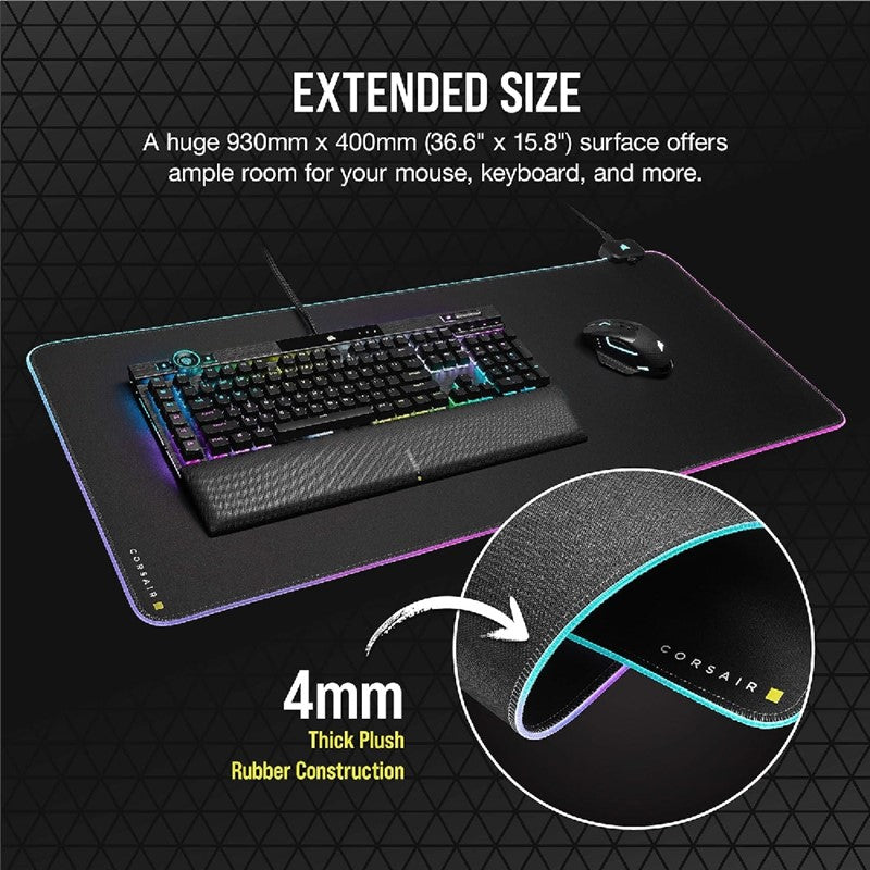 Corsair MM700 RGB Extended Gaming Mouse Pad (930mm x 400mm x 4mm) - Black