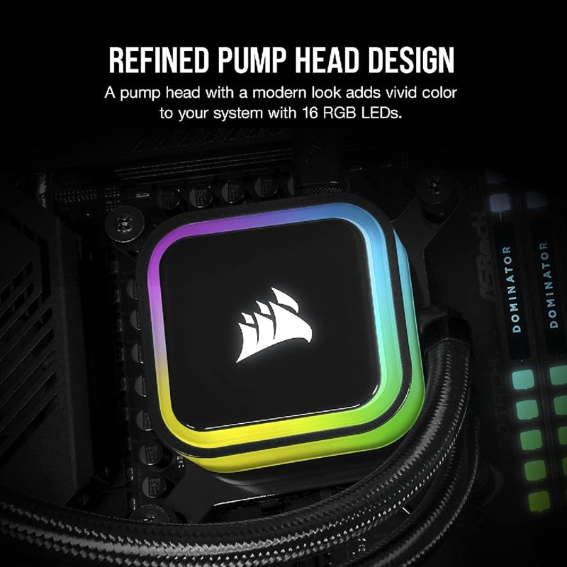 Corsair iCUE H115i Liquid CPU Cooler, Black, 280mm, RGB Elite, Digital PWM Fans, CW-9060059-WW
