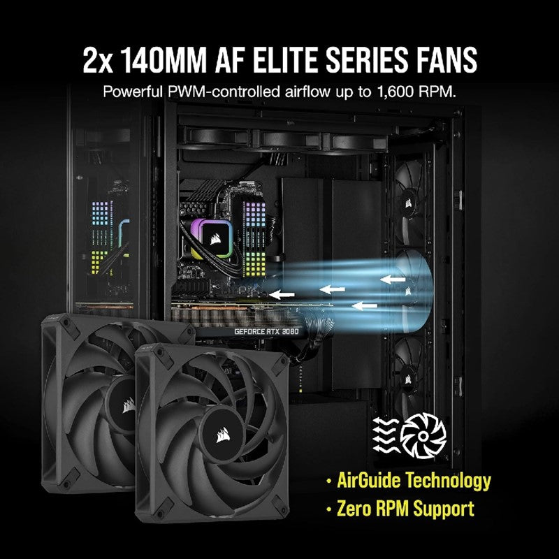 Corsair iCUE H115i Liquid CPU Cooler, Black, 280mm, RGB Elite, Digital PWM Fans, CW-9060059-WW