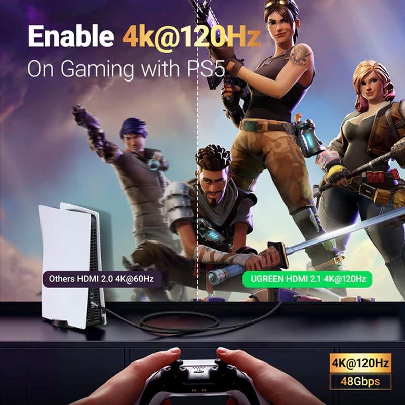 Ugreen 8K@60Hz 4K@120Hz 48Gbps High Speed HDMI 2.1 Evolved Cotton Braided Cable,3M