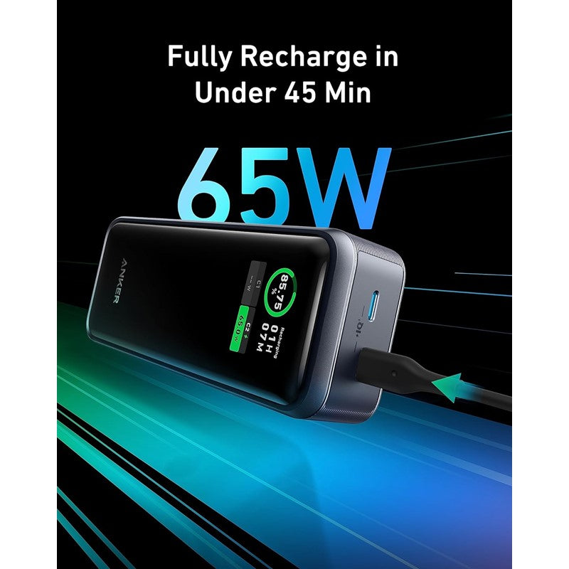 Anker Prime Power Bank, 12000mAh USB-C Port Portable Charger with 130 Watts Output, Smart Digital Display, Black
