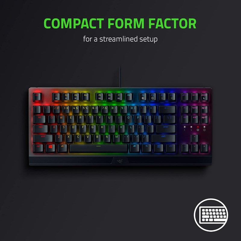 Razer BlackWidow V3 TKL 80% Compact Mechanical Gaming Keyboard with Razer Chroma RGB (Green Switch) - Black (US Layout)