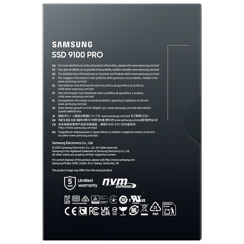 Samsung 9100 PRO 2 TB NVMe M.2, 14,700 MB/s Internal SSD