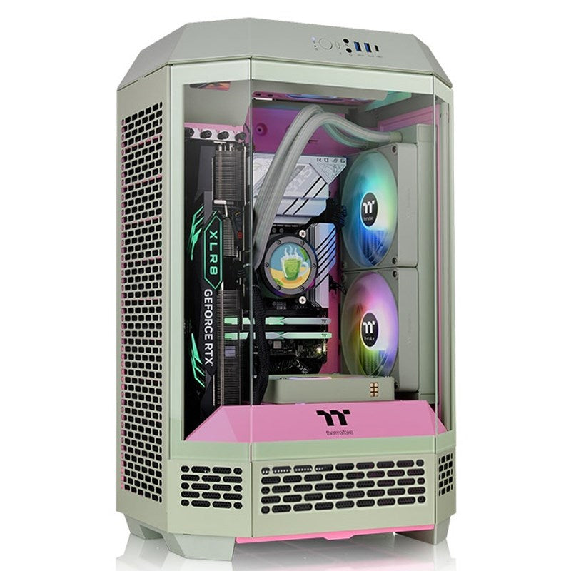 Thermaltake The Tower 300 M-ATX Micro Tower Gaming PC Case - Matcha Plum (2 PWM Fans Included)