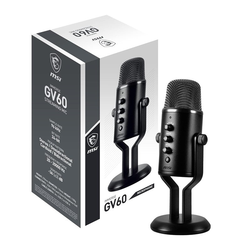 MSI IMMERSE GV60 Wired Gaming and Streaming Mic - Black