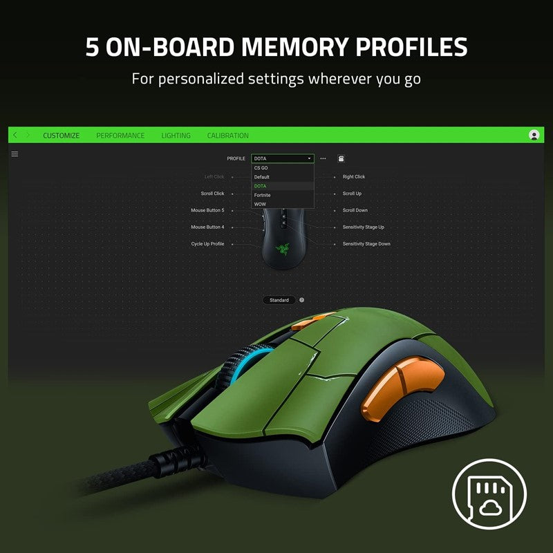 Razer DeathAdder V2 wired Gaming Mouse with Best-in-class Ergonomics - Halo Infinite