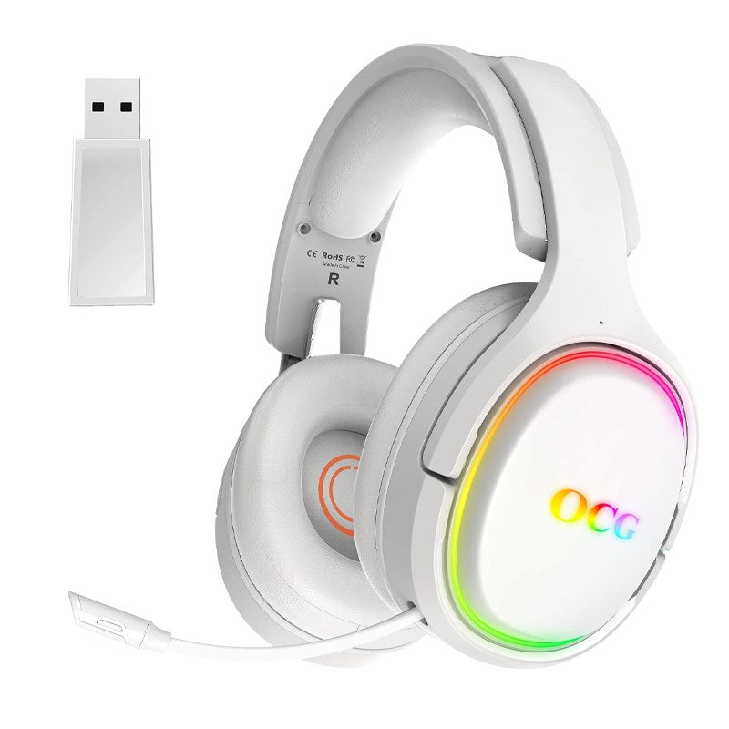 OCG Gaming Headset Dual Wireless Lossless 2.4G Bluetooth Gaming Headphones with Detachable Microphone 50mm Speakers - for PC, PS4, PS5, Smartphone, MacBook, Notebook, Tablet