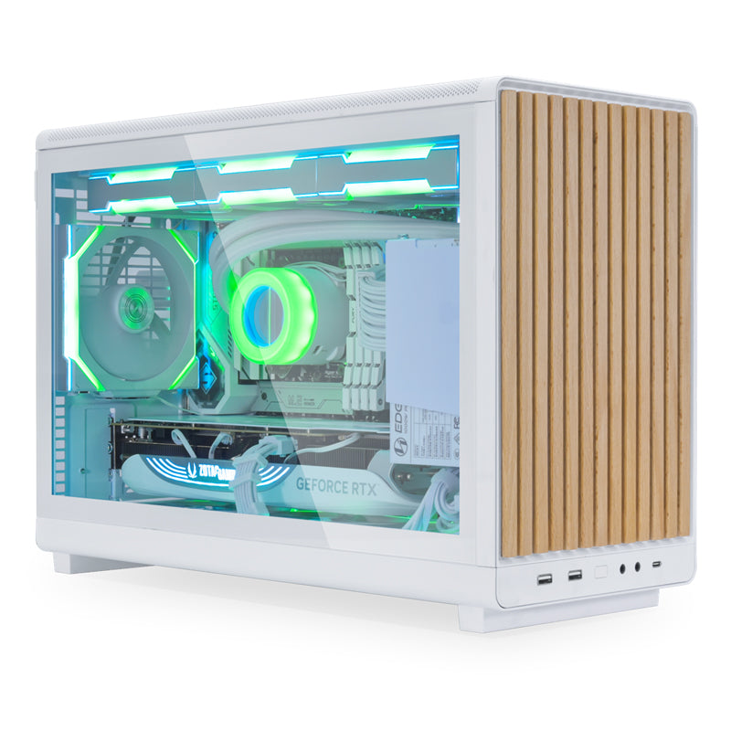 LIAN LI A3 DAN Micro ATX Gaming PC Case - White/Wooden Panel