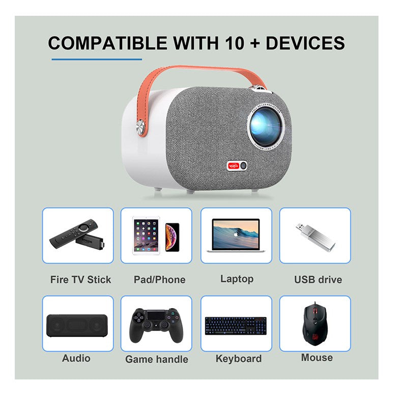 Volto Smart Android LED Portable Projector 5000 Lumens With Built-In Speaker, Wi-Fi & Bluetooth - White