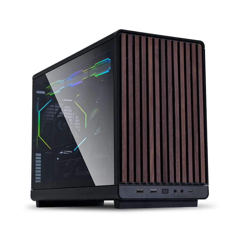 LIAN LI A3 DAN Micro ATX Gaming PC Case - Black/Wooden Panel