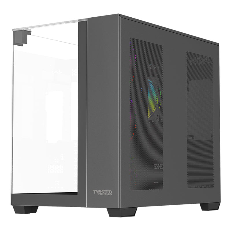 Twisted Minds Warden Rider Tempered Glass ATX Mid Tower Gaming Case - Black (3 ARGB Fans Included)