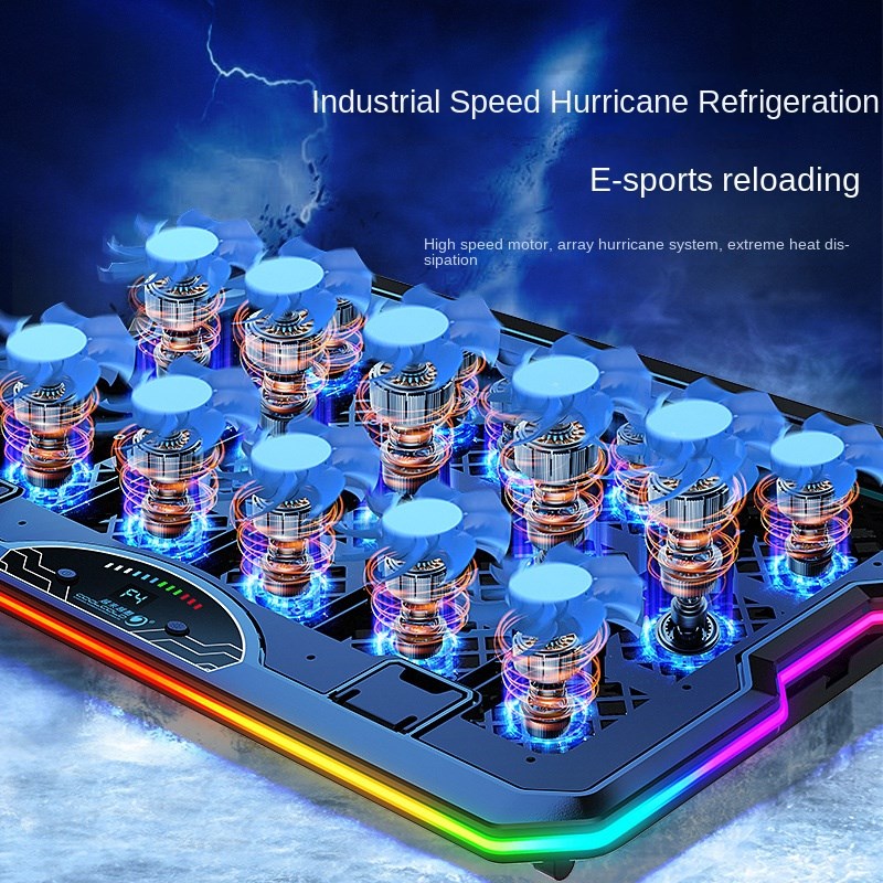 Gadgeton RGB Laptop Cooling Stand with 15 Fans & LCD Screen, USB & Type-C Ports For Laptops up to 15