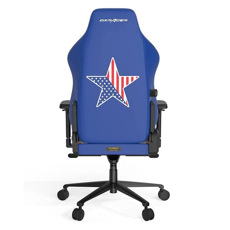 DXRacer Craft Pro Dream Team Gaming Chair Blue/White + GAMEON 3in1 L-Shaped Slayer II XL Series Gaming Desk - Black