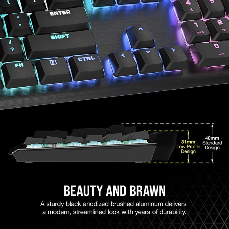 Corsair K60 PRO Low-Profile Wired RGB Mechanical Gaming Keyboard - Black