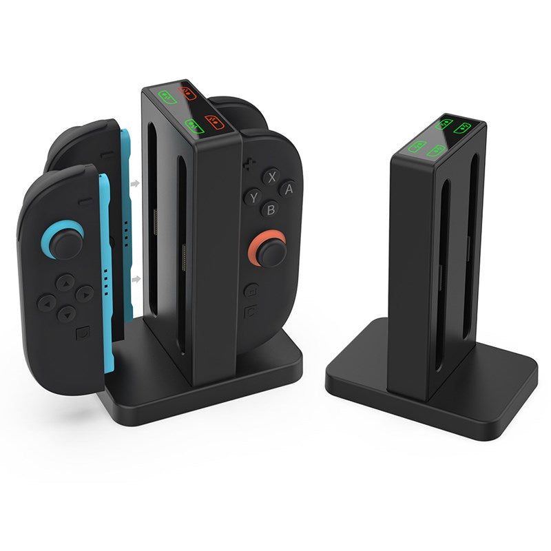 Dobe TNS-3192B Magnetic Charging Stand for Nintendo Switch 2 (N-S 2), HJoy-Con with 4-Ports, Charging Dock with LED Indicators & Portable Design - Black