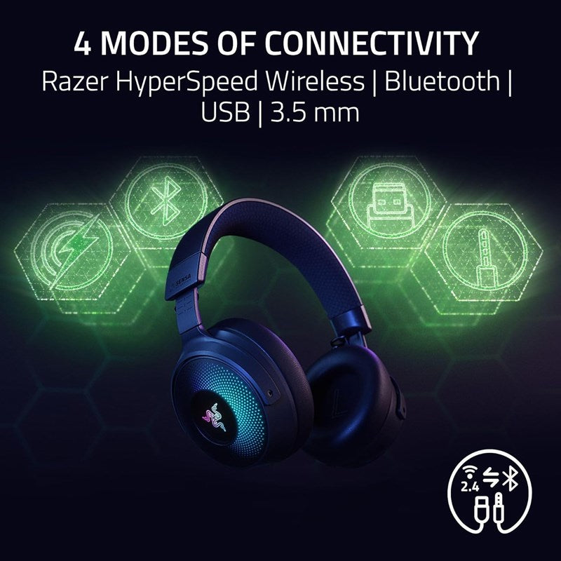 Razer Kraken V4 Pro Wireless Gaming Headset with OLED Control Hub for PC, PS5, Switch, Mobile - Black