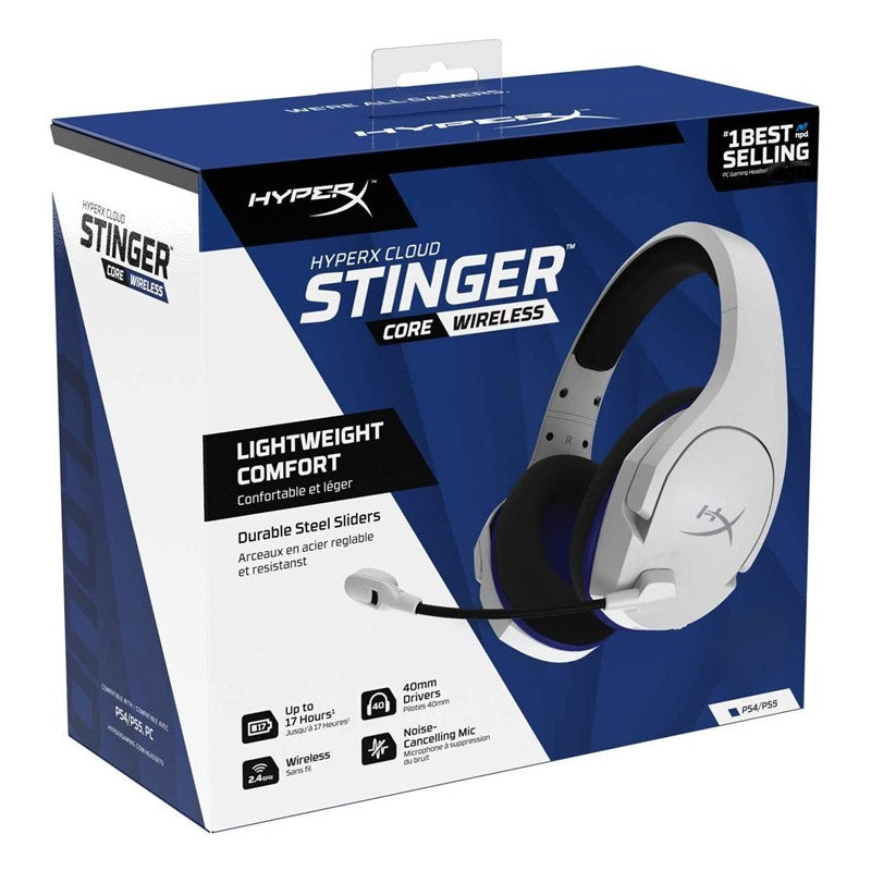 HyperX Cloud Stinger Core 2.4GHz Wireless Gaming Headset for PC, PS5, PS4 - White