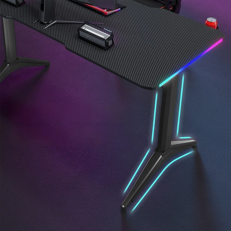 Royal RGB Lighting Gaming Desk with Carbon Fiber Surface - Black