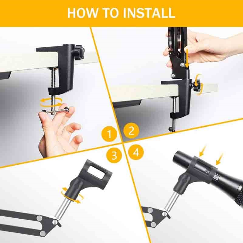 Maonocaster AU-B01 Microphone Suspension Boom Scissor Arm Stand - Black