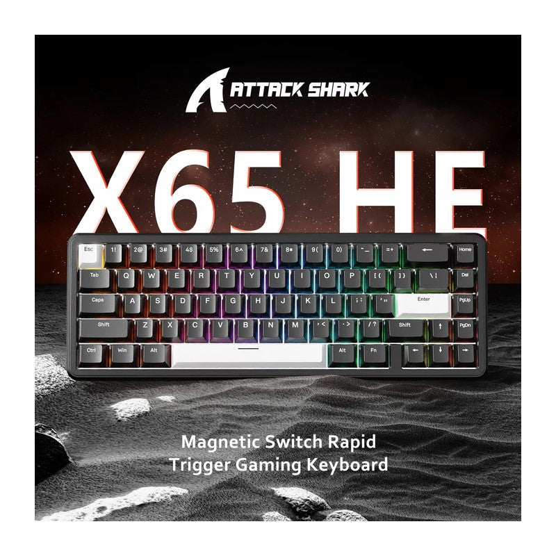 ATTACK SHARK X65 HE 65%, 8KHz, 0.01mm RT, PBT Keycaps RGB Magnetic Switch Rapid Trigger Keyboard