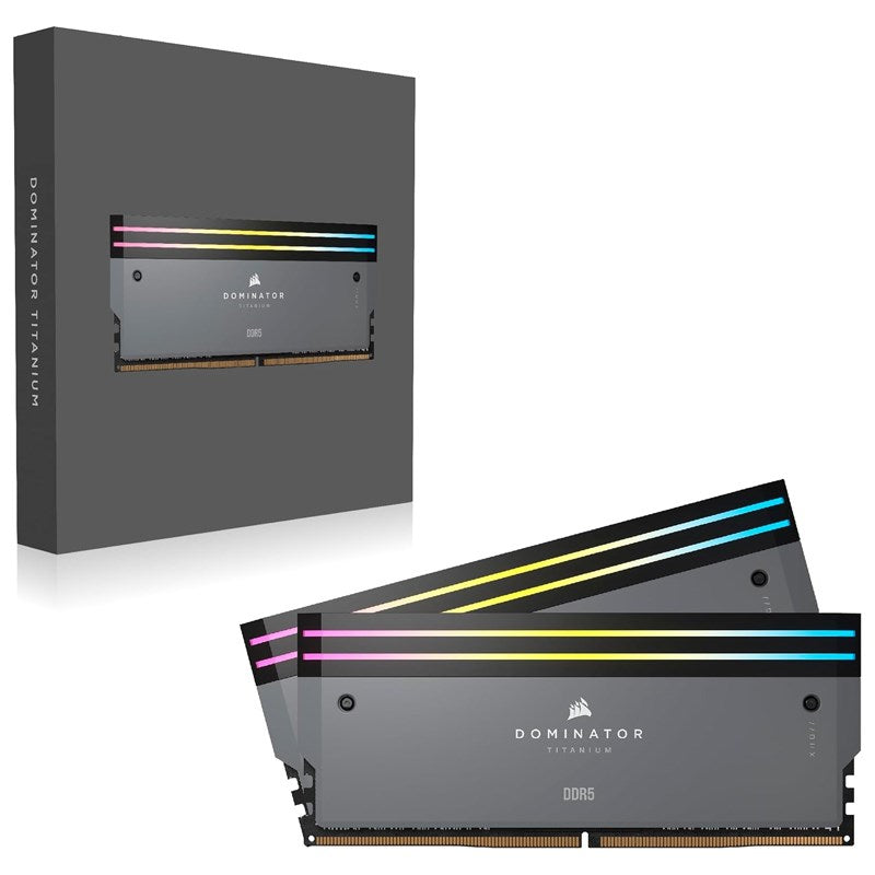 Corsair DOMINATOR TITANIUM RGB 64GB (2x32GB) DDR5 DRAM 6000MT/s CL30 AMD EXPO & Intel XMP Memory Kit - Grey