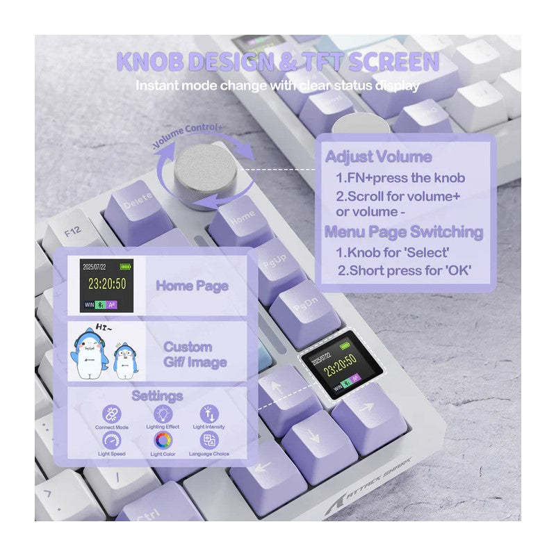 ATTACK SHARK X820 Ultra Wireless Tri-Mode (2.4G + Type-C + Bluetooth) Gasket Mechanical Keyboard