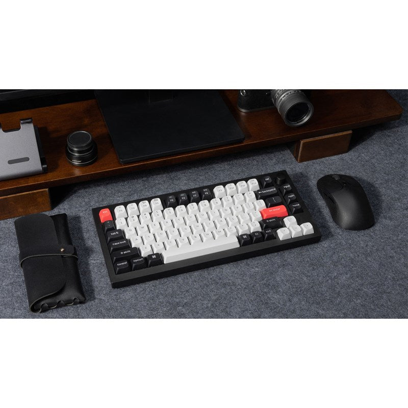 Keychron Q1 HE 75% RGB Backlight Swappable Fully Assembled Knob, QMK Wireless Mechanical Gaming Keyboard (Gateron Double-Rail Magnetic Nebula Switch) - Carbon Black - English/Arabic Keyboard