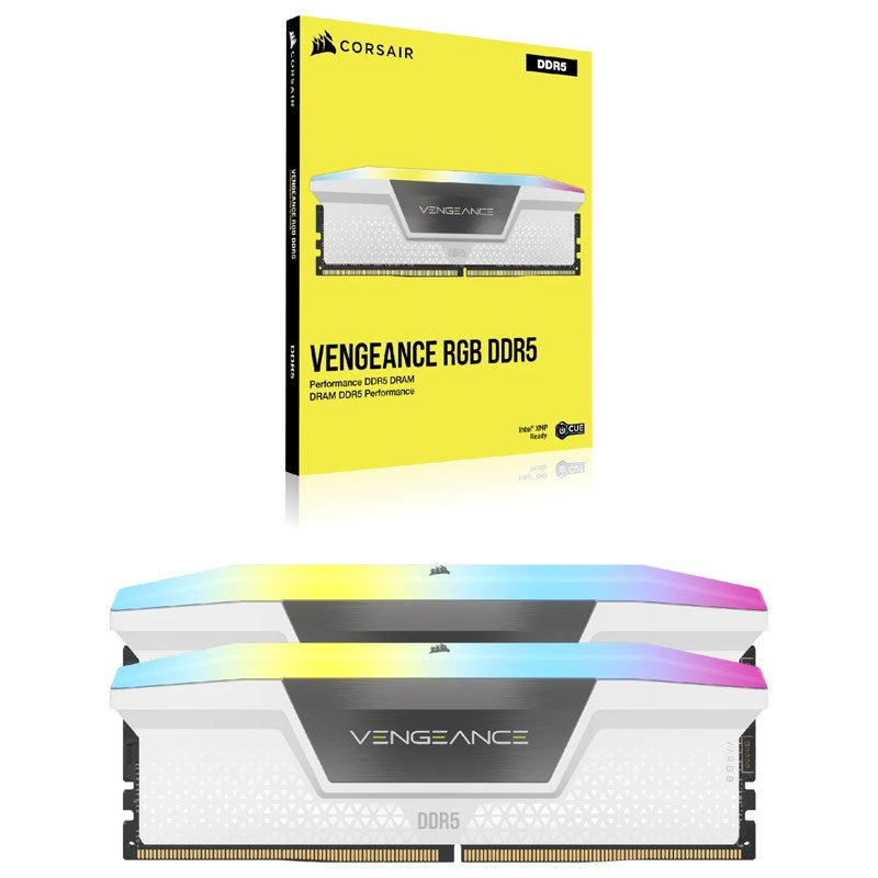 Corsair VENGEANCE RGB 64GB (2x32GB) DDR5 DRAM 6000MT/s CL30 AMD EXPO & Intel XMP Memory Kit - White