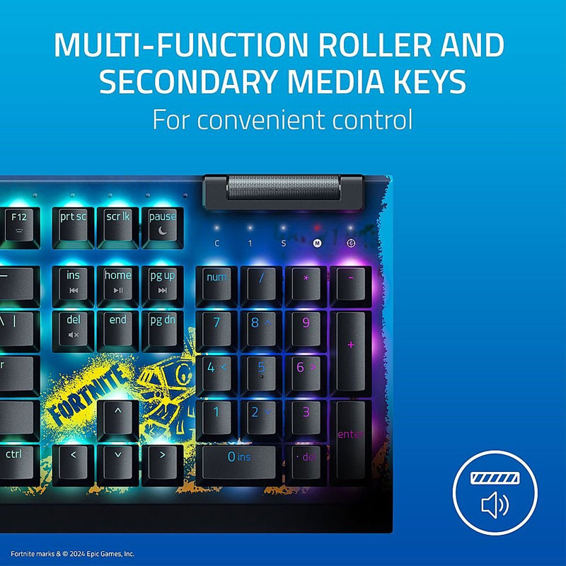 Razer BlackWidow V4 X Wired Mechanical Gaming Keyboard with Razer Chroma RGB (Yellow Switch) - Fortnite Edition (US Layout)