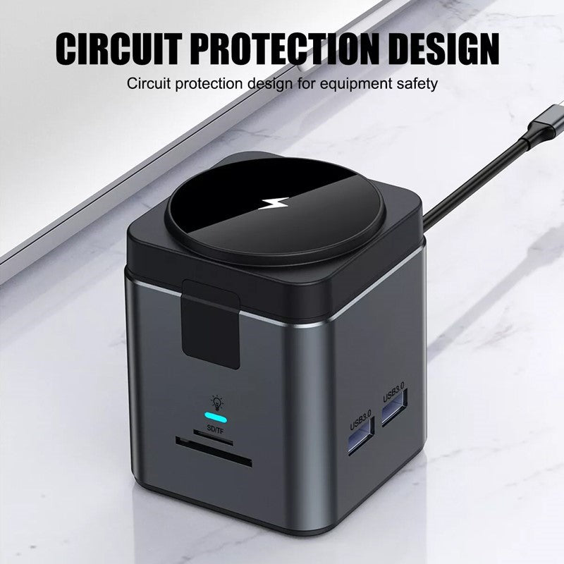 8 in 1, USB C Magnetic Docking Station Wireless Charger 100W PD 4K, (Pack of 2)