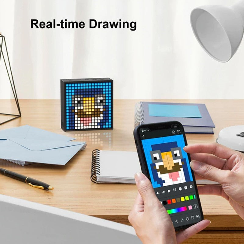 Divoom Timebox Evo Pixel Art Bluetooth Speaker With 16x16 LED Animation Display, App Control & Bedside Alarm Clock - Black