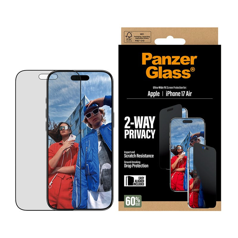 PanzerGlass iPhone Air / iPhone 17 Pro / iPhone 17 Pro Max Privacy Screen Protector, Ultra-Wide Fit
